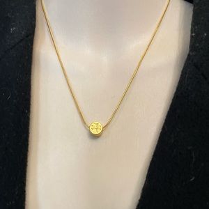 Tory Burch Gold Tone Charm with 18in Gold Plated Chain Necklace